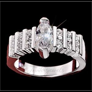 Clearance! MARQUISE SIMULATED DIAMOND PEAR PAVE WIDE BAND COCKTAIL RING